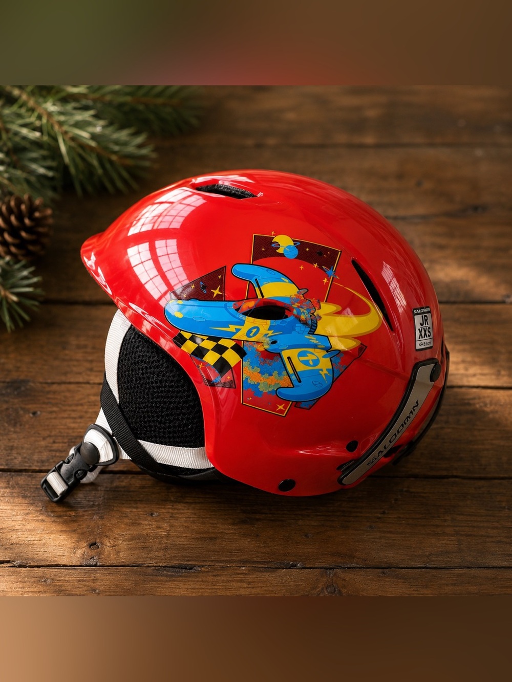 Salomon JR XXS Youth Ski Helmet Red Racing Graphic 49-53cm